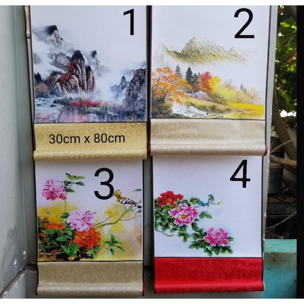 Set 4 tấm biểu lụa viết thư pháp nhiều mẫu, kích thước 30cm x 80cm