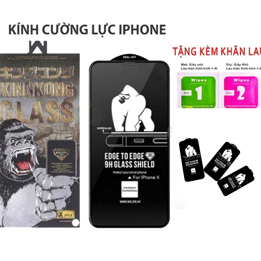 Kính Cường Lực KingKong Full Màn Hình Cảm Ứng Nhạy Dành Cho iPhone 13/13 Pro/13Promax - 12/12Mini/12 Pro/12 Promax - X/XS/XSmax/XR/11/11 Pro/11Promax - Hàng Chính Hãng 