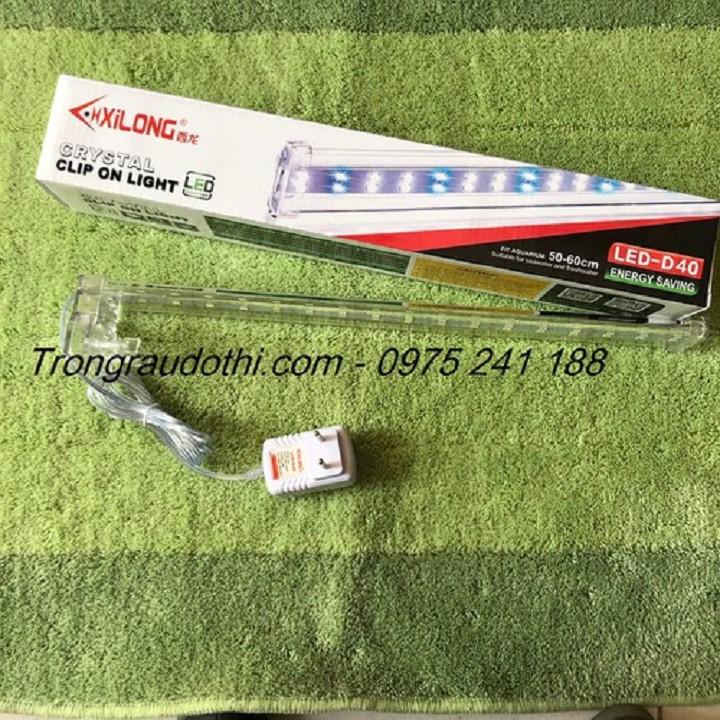 Đèn led bể cá D40 kẹp thành bể, 10W, dành cho bể 50-60cm, ánh sáng trắng xanh rất đẹp