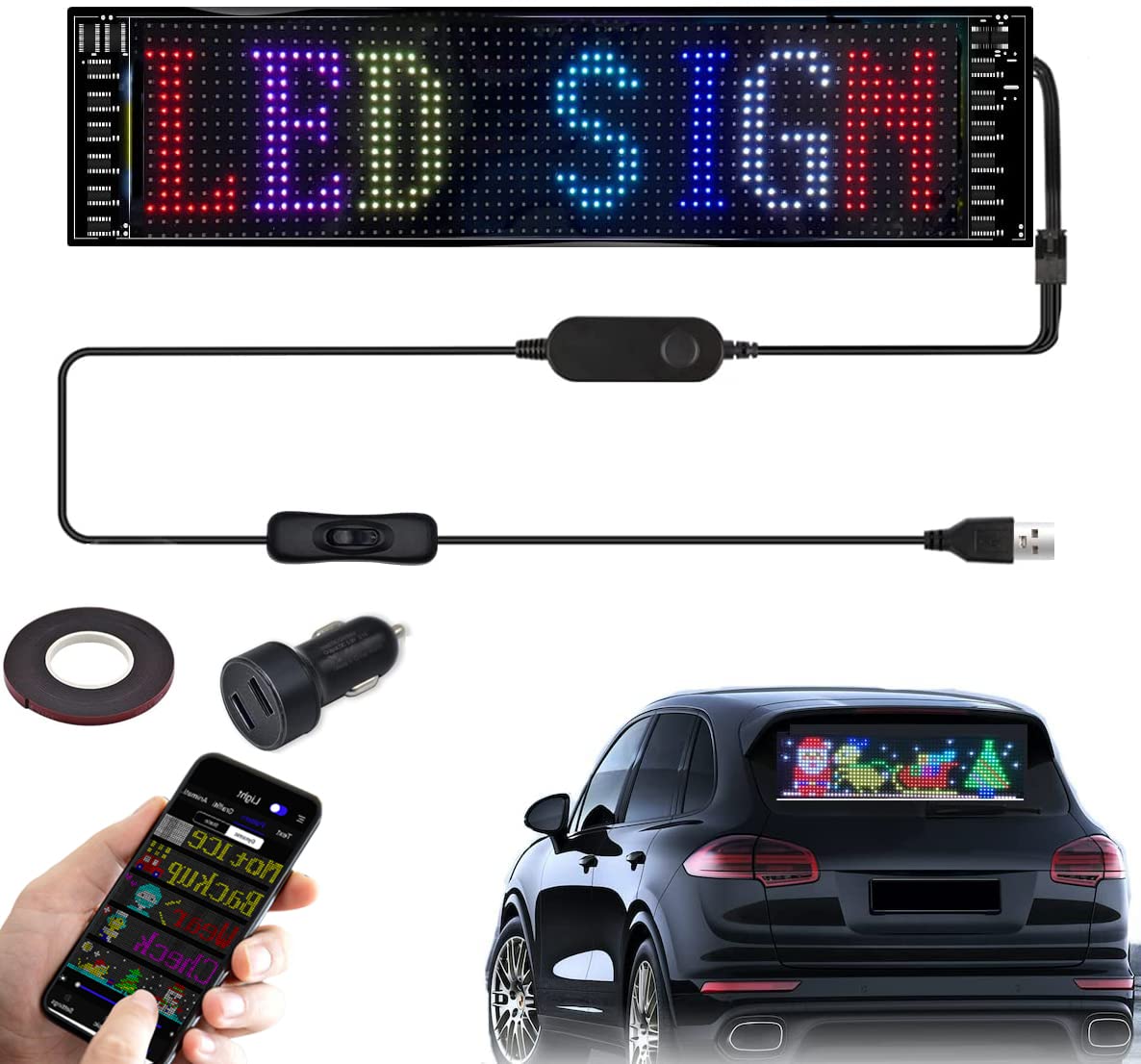 Màn hình LED dạng dẻo trên Ô Tô LED Matrix RGB Car - điều khiển qua APP
