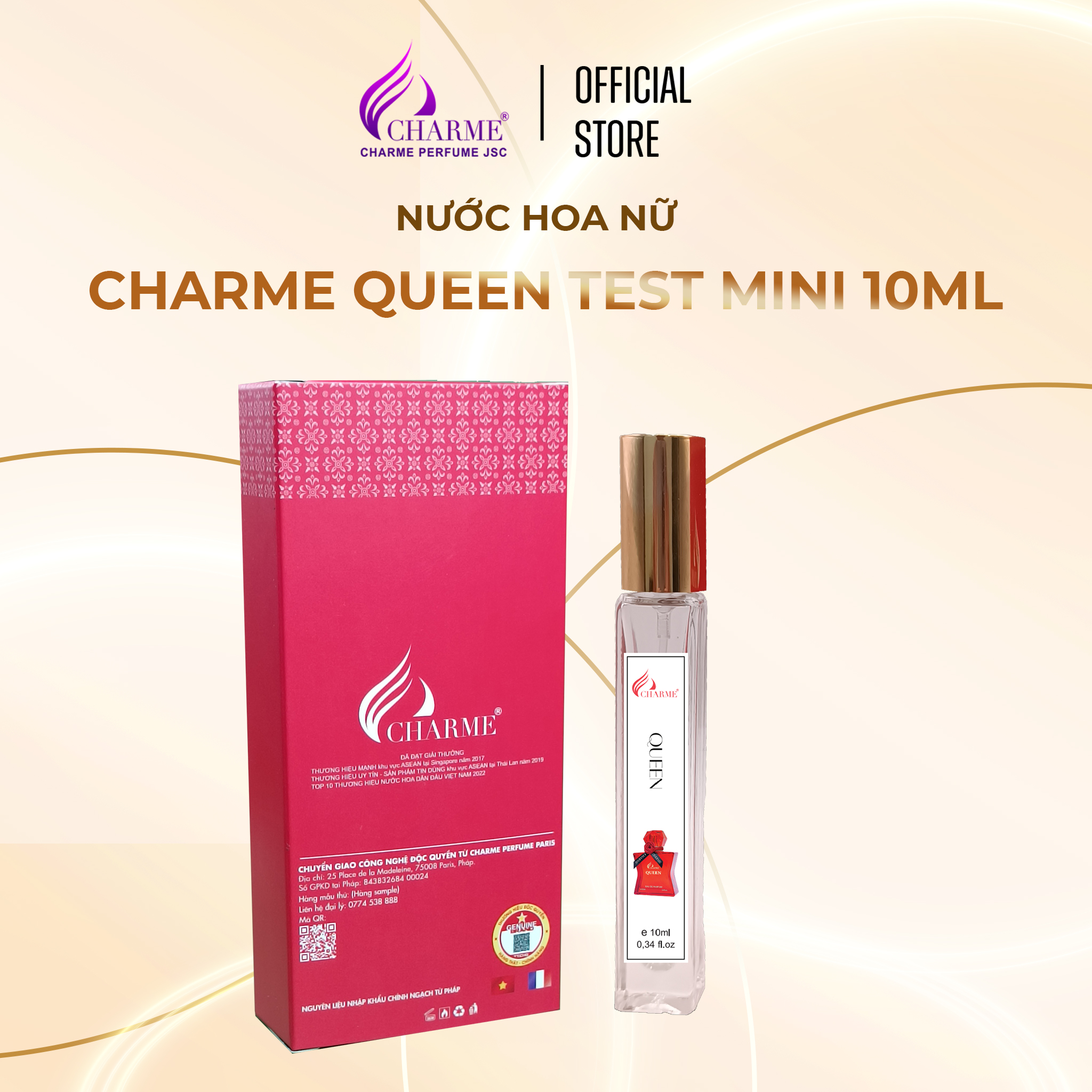 Nước hoa nữ sang trọng Charme Queen mùi hương nồng nhiệt tươi mát của hoa hồng lưu hương lâu