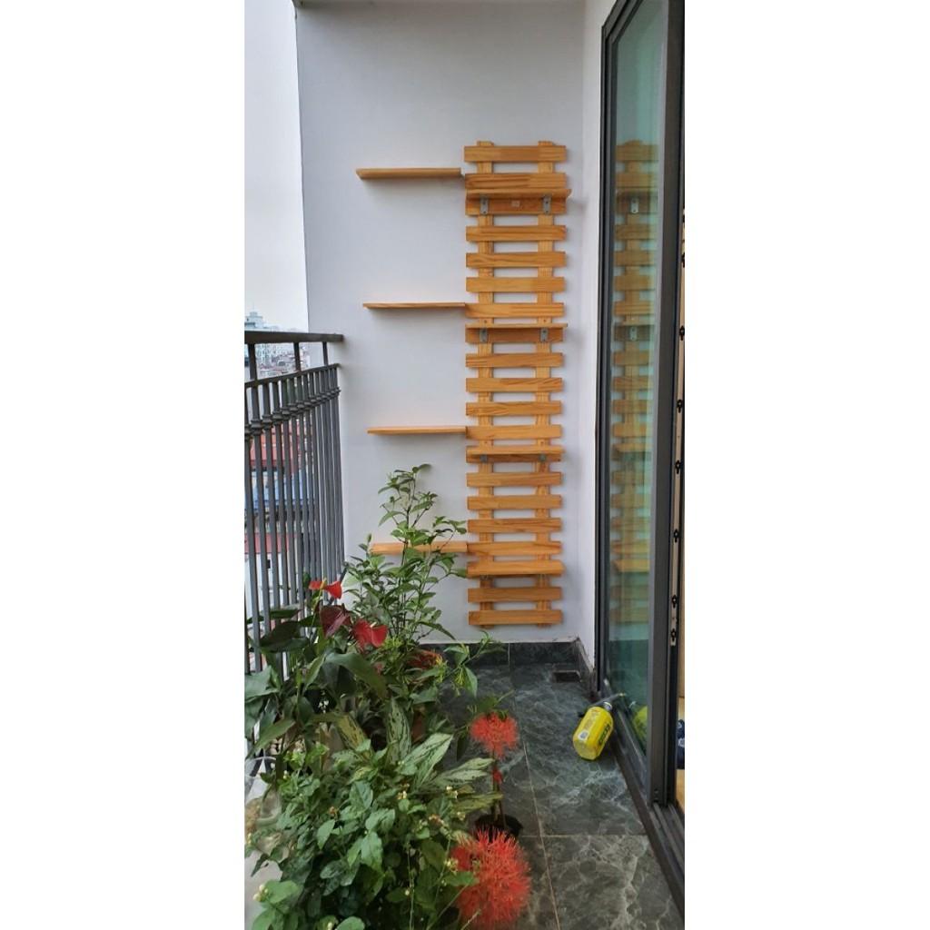 Kệ treo tường giá treo cây cảnh mini ngoài trời trang trí nhà cửa ban công chung cư 200x40 cm và 8 thanh ngang kết hợp