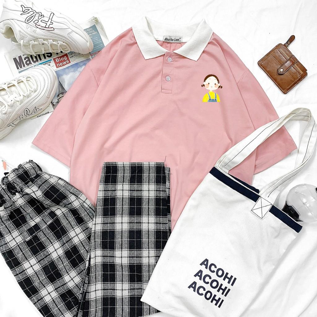 Polo Áo Thun Có Cổ Tay Lỡ Form Rộng Unisex BÉ MẶC YẾM Ulzzang Couple