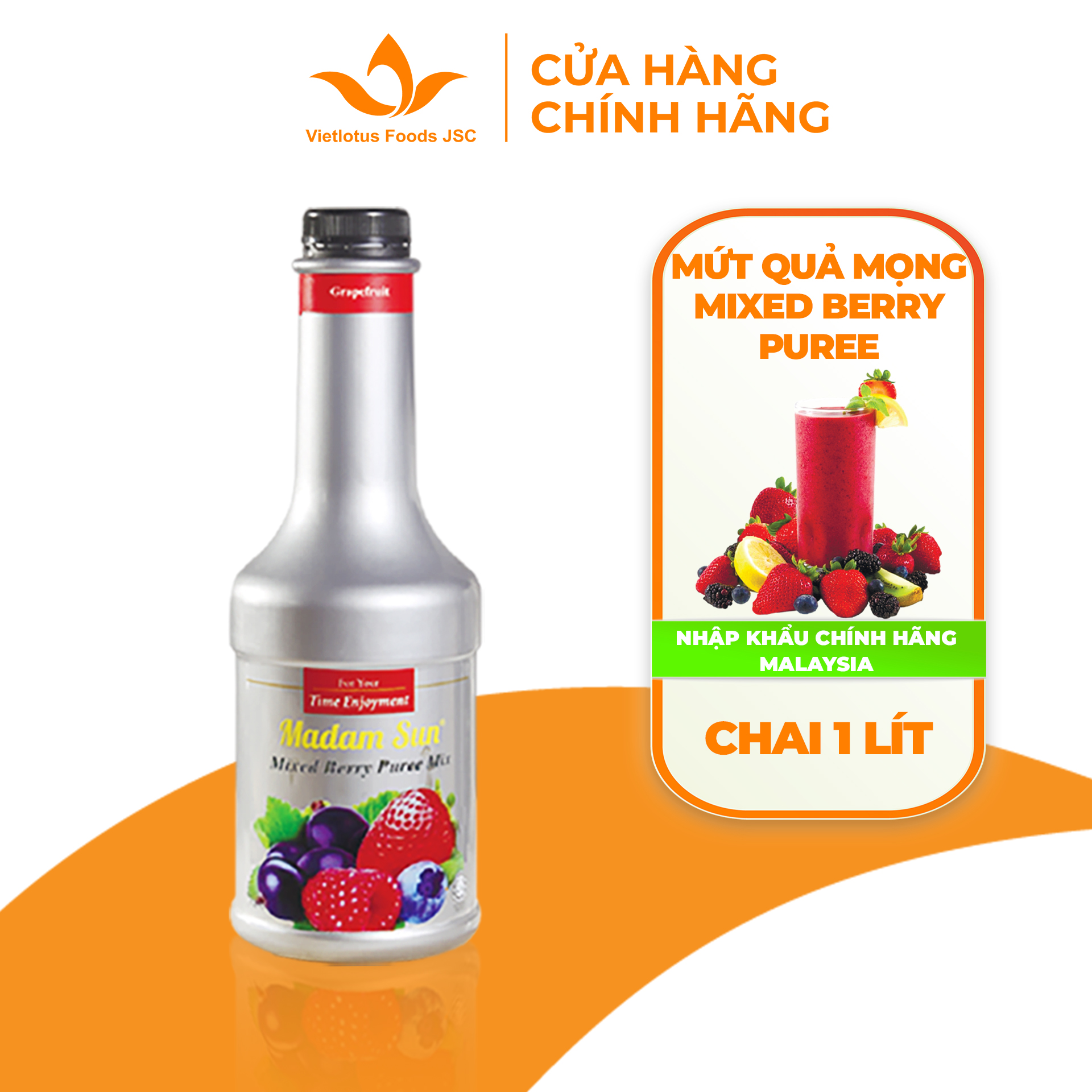 Mứt Madamsun hỗn hợp quả mọng (Mixed Berry Puree Mix) chai 1L - Hàng nhập khẩu Malaysia