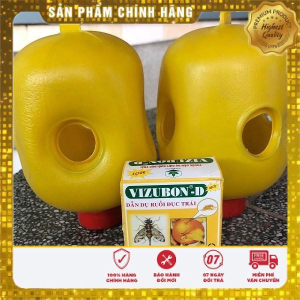 Set 2 chiếc lồng bẫy ruồi vàng kèm thuốc bẫy ruồi vizubon cho mùa bội thu
