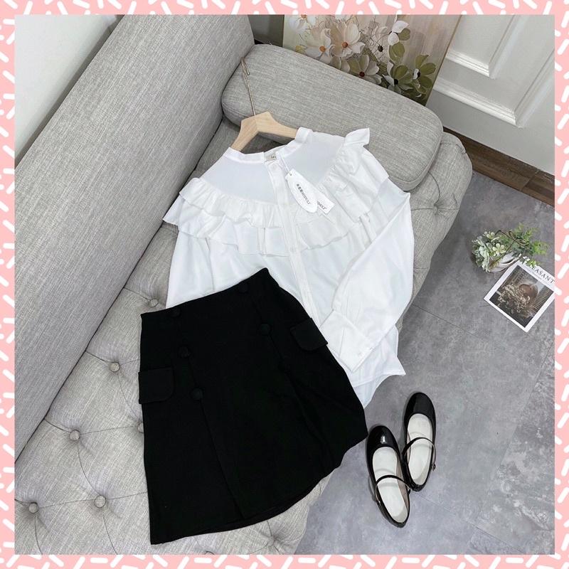 SET SƠ MI CỔ TÀU CHÂN VÁY CHỮ A
