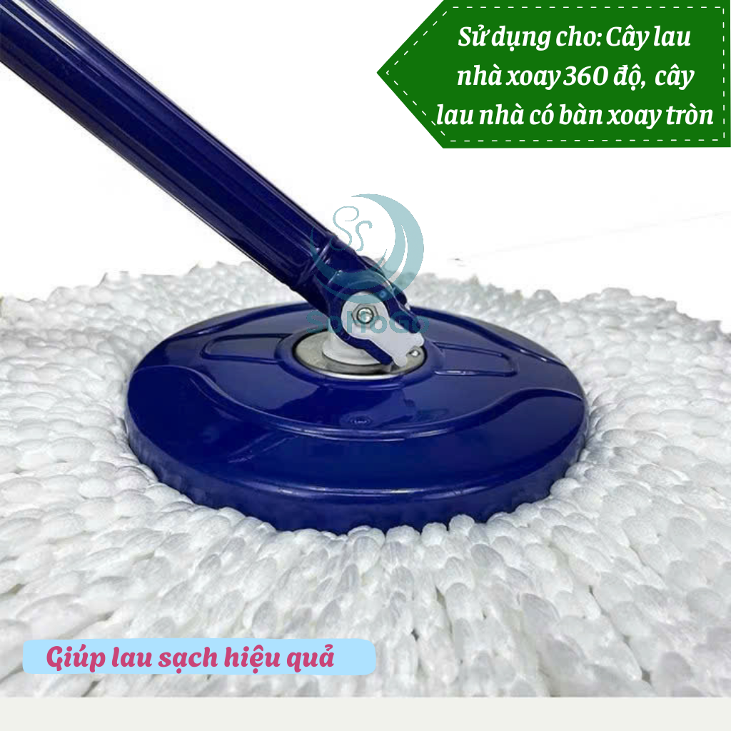 Bông Lau Nhà Đa Năng Microfiber Thấm Hút Cực Tốt -Đầu  Bông Lau Nhà Xoay 360 Độ Thay Thế – Sợi Bông Mịn Siêu Bền -Bông Lau Nhà Thay Thế Loại Tốt – Lắp Được Cho Nhiều Loại Cây Lau