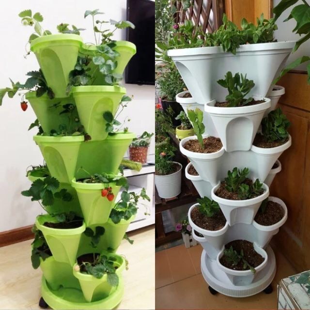 Chậu Tháp Trồng Rau, Trồng Hoa, Tiết Kiệm Diện Tích, Trang Trí Nội Thất, Sân Vườn,Bền Đẹp, Chậu Tam Giác Xếp Tầng, Nhựa Cao Cấp, Tiện Lợi, Tiết Kiệm Không Gian