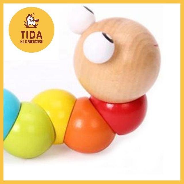 Combo 4 Món Đồ Chơi Gỗ: Luồn Hạt + Tháp Cầu Vồng + Sâu Gỗ + Đàn ️