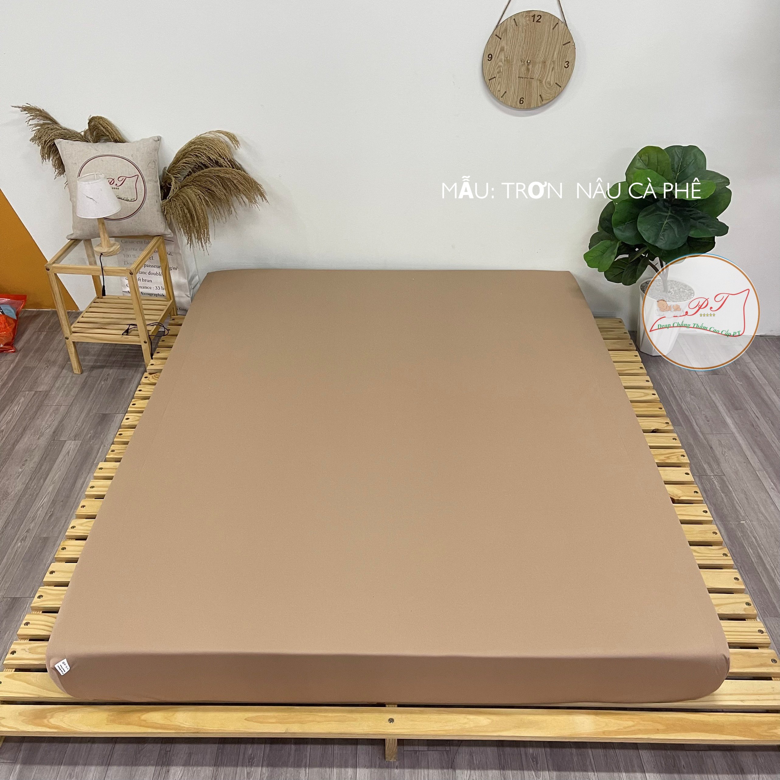 Ga Chống Thấm Cao Cấp PT Mẫu Họa Tiết Trơn Nâu Cà Phê