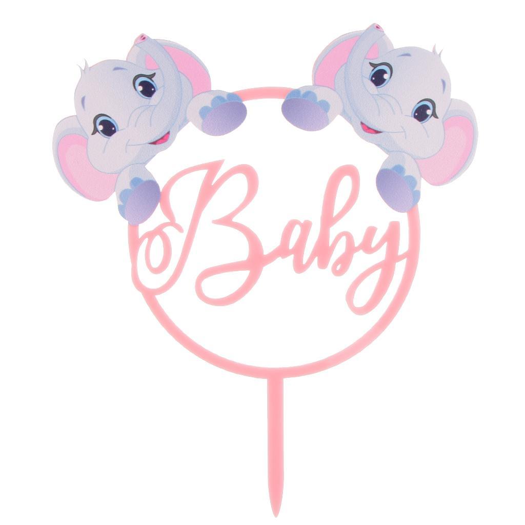 Cute Elephant Acrylic Baby Cake Topper for Kid Birthday Party Baby Shower