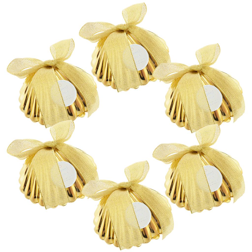 6 Pieces Plastic Shell Shape Candy Boxes Wedding Party Gift Favor Gold