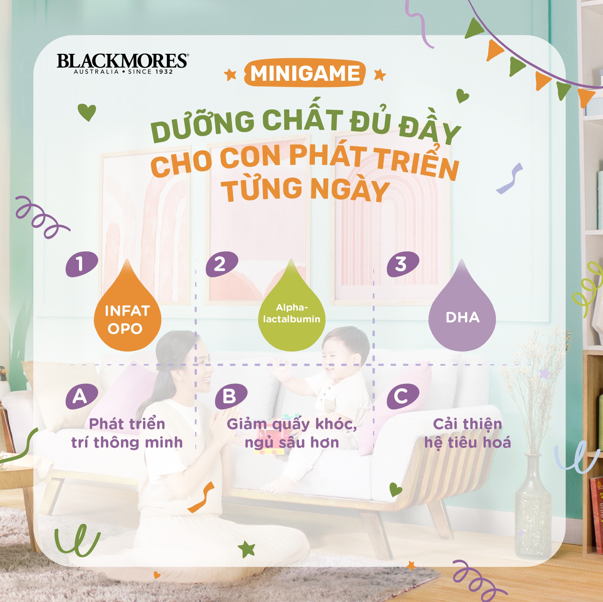 Sữa bột công thức Blackmores Milk Full 3 Stage (Newborn S1 - Follow on S2 - Toddler S3) lựa chọn cho bé 900g/hộp