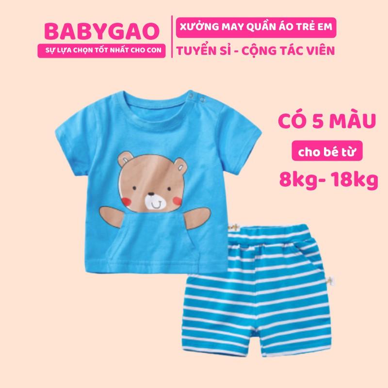 BabyGao Bộ cộc tay cho bé trai , bé gái thun cotton 4 chiều họa tiết hoạt hình cho bé (8-18Kg