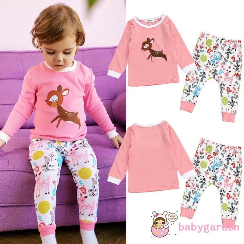Bộ Áo Quần Bé Gái Size 4,5kg Đến 8kg Thêu Nai, Hươu Hồng Cao Cấp