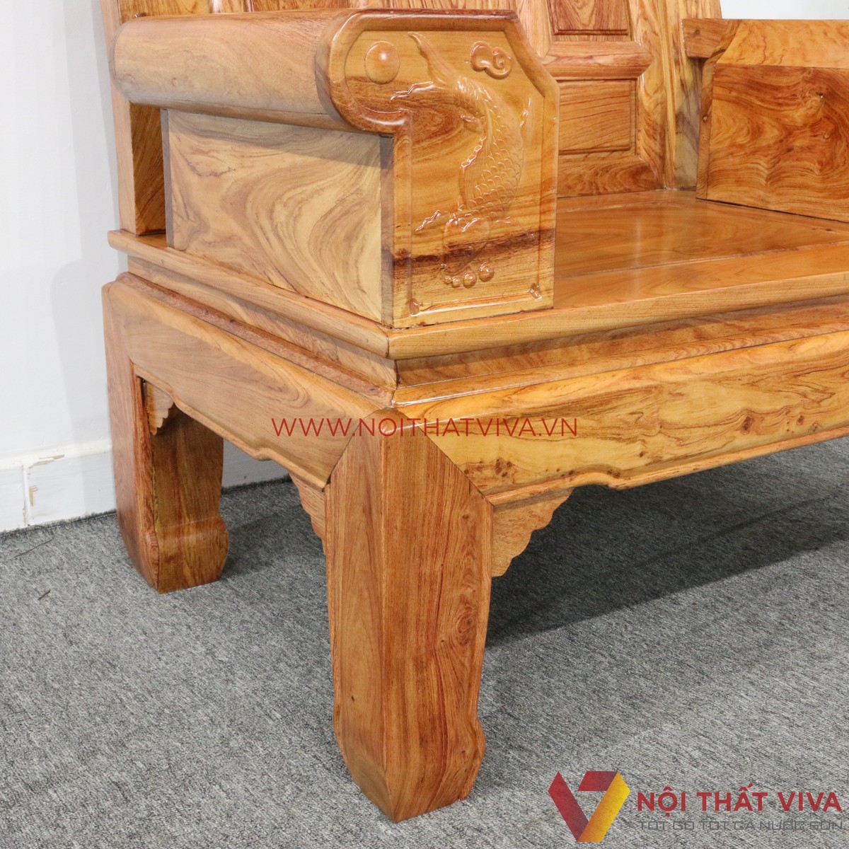 Bộ Bàn Ghế Salon Tần Thủy Hoàng Gỗ Hương Đá Chạm Tượng 6 Món Cao Cấp