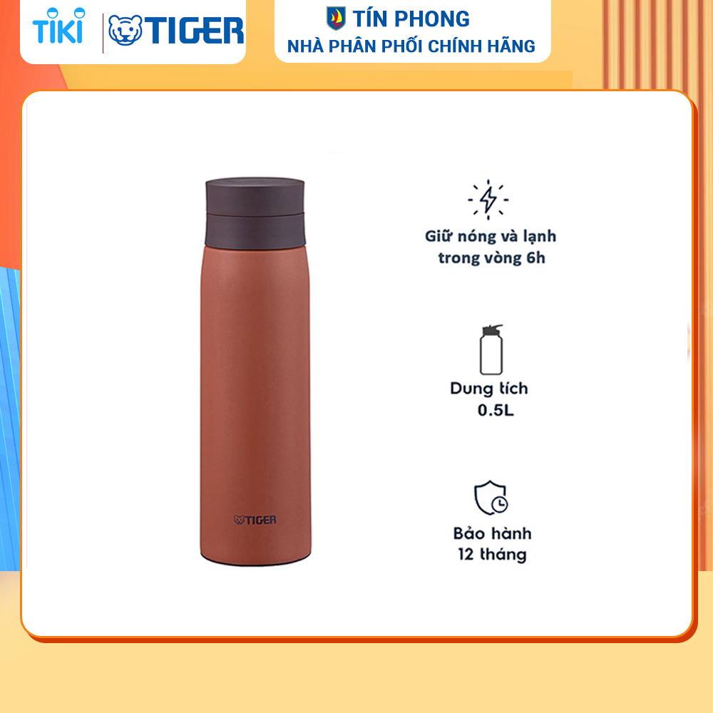 Bình giữ nhiệt Tiger MCY-K050 - Dung tích 0.5 - Chất liệu thép không gỉ - Không chứa PFOA - Công nghệ Nhật Bản - Hàng chính hãng