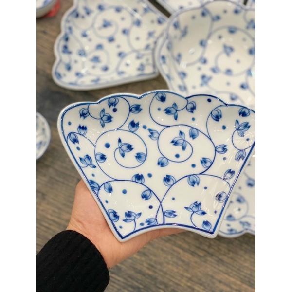 Set hoa mặt trời 15 món men lam, hoạ tiết hoa Sen dây- Phù dung me vẽ thủ công. Gốm sứ Bát Tràng.