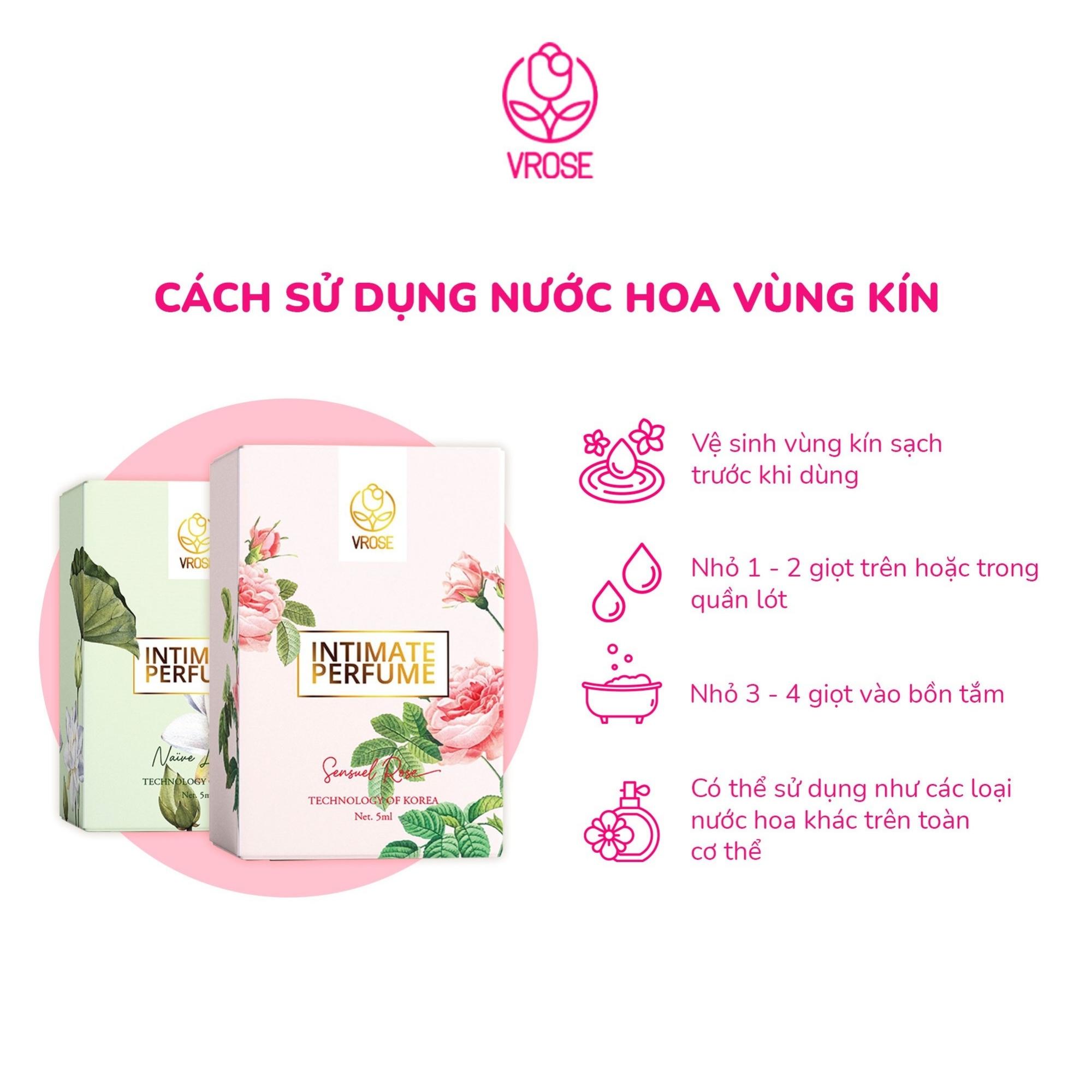 Nước hoa vùng kín nữ Vrose Intimate Perfume Naïve Lotus hương thanh mát tinh tế 5ml