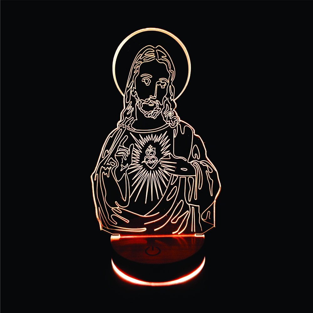 Chúa Jesu, Đèn 3D led, Đèn ngủ thay đổi 16 màu