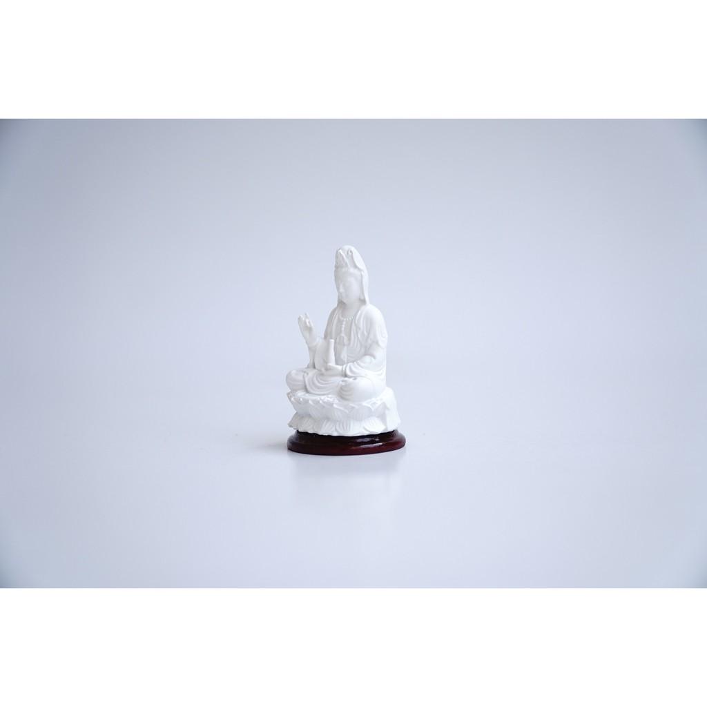 Tượng Phật Bà Quan Thế Âm Bồ Tát ngồi trắng ngà - Cao 6cm