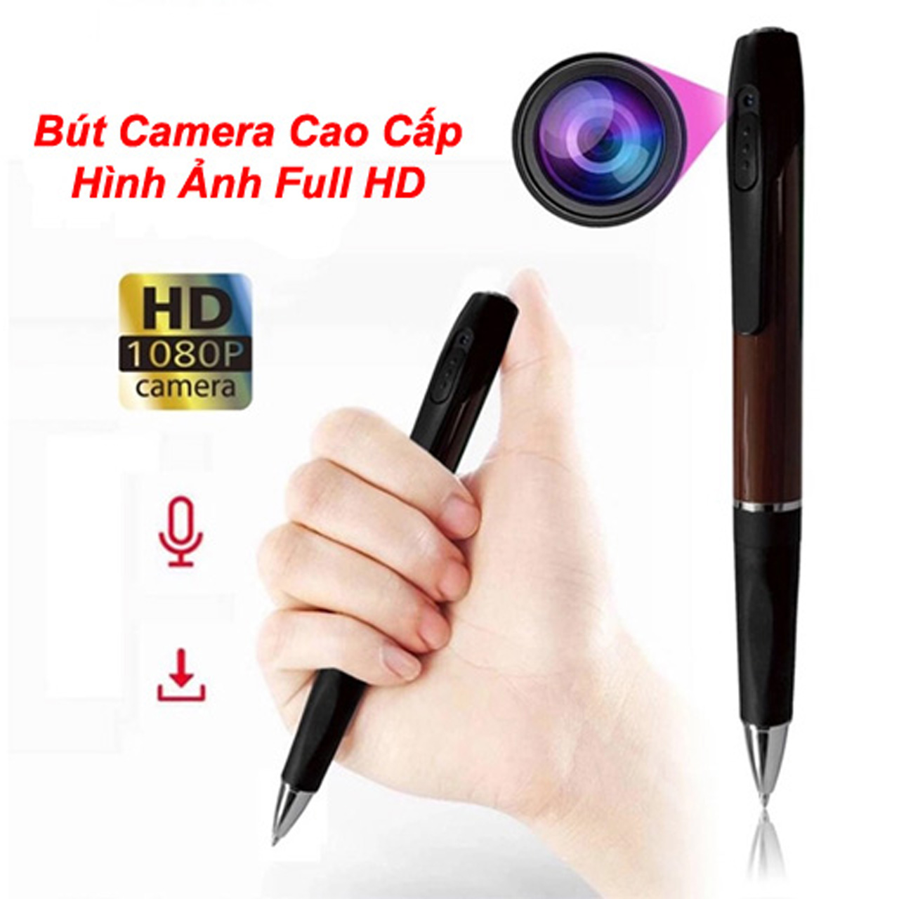 Camera mini bút V8 FullHD 1080p quay phim và ghi âm, pin từ 60-90 phút, bảo hành 6 tháng