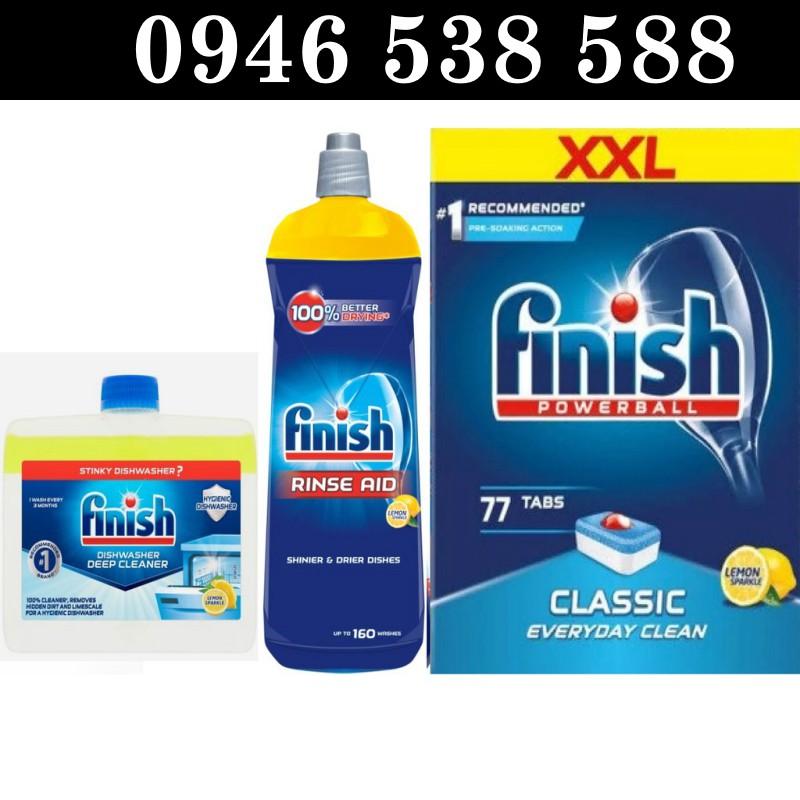 Combo Nước bóng Finish 800ml+Nước vệ sinh máy + Viên rửa bát Finish 77v