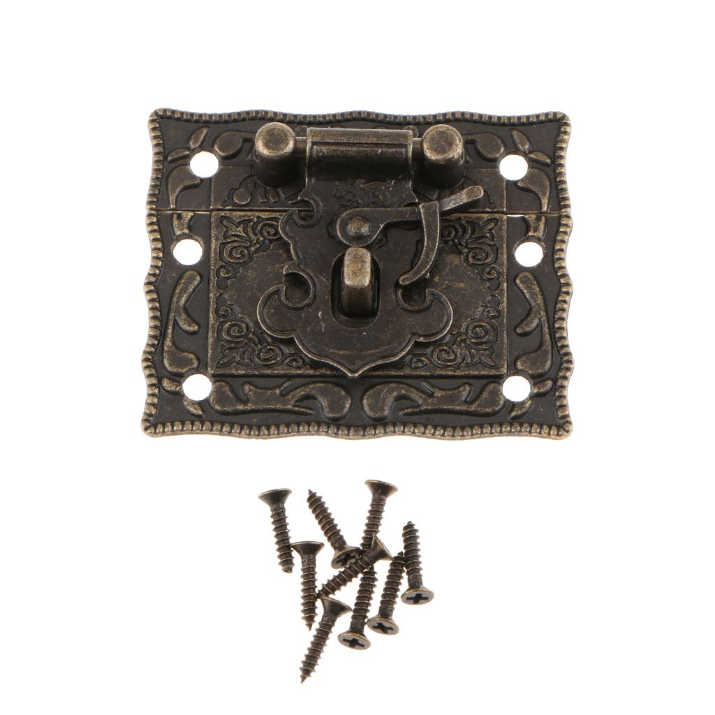 2xAntique Bronze Jewelry Wooden Box Latch Lock Decorative Hasp Lock Buckle Pin