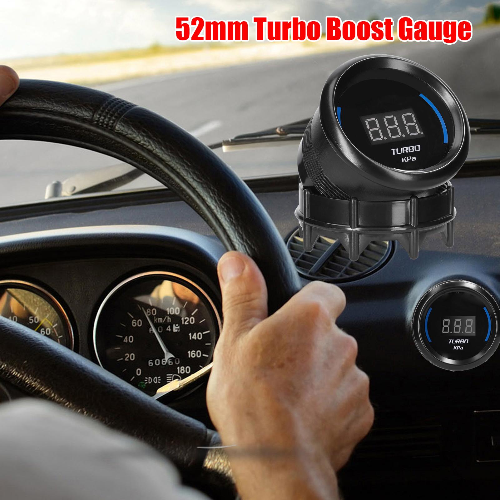 52mm Turbo Boost Gauge Car Digital Meter LED Display 1.0-2.0kPa with Sensor Alarm Function for Car Truck Motorcycle