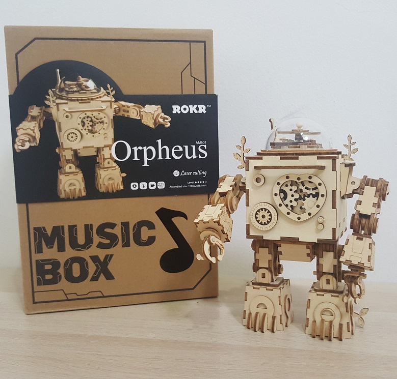 Đồ chơi lắp ráp gỗ 3D Mô hình Hộp nhạc Robot tình yêu AM601 Orpheus Music Box 