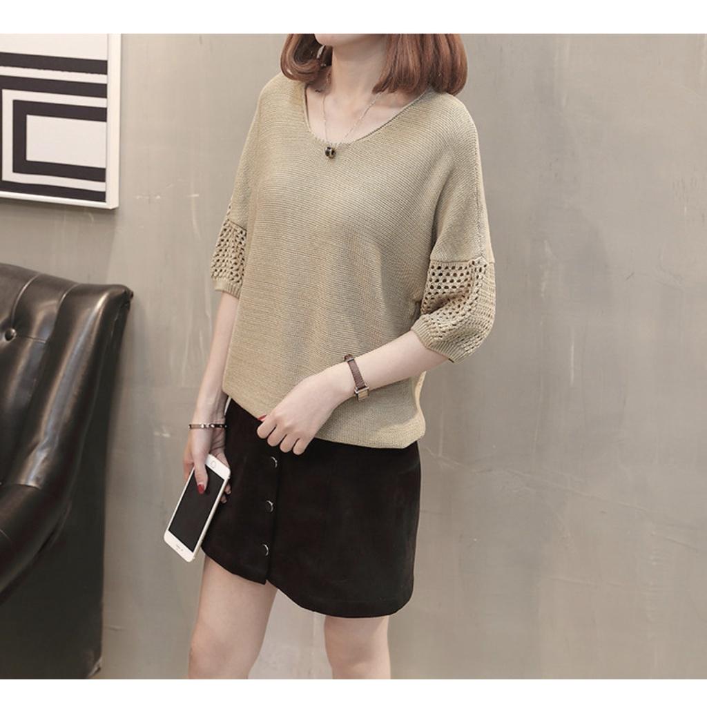 MS318 Áo len dáng suông tay lỗ