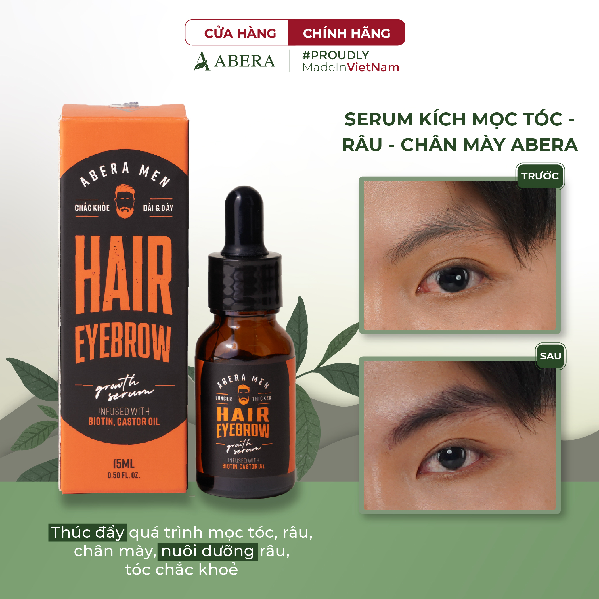 Serum Kích Mọc Râu - Tóc - Lông Mày Abera Kích Thích Nang Lông, Nang Tóc Mọc Nhanh, Nuôi Dưỡng Cho Lông, Tóc Khoẻ Mạnh