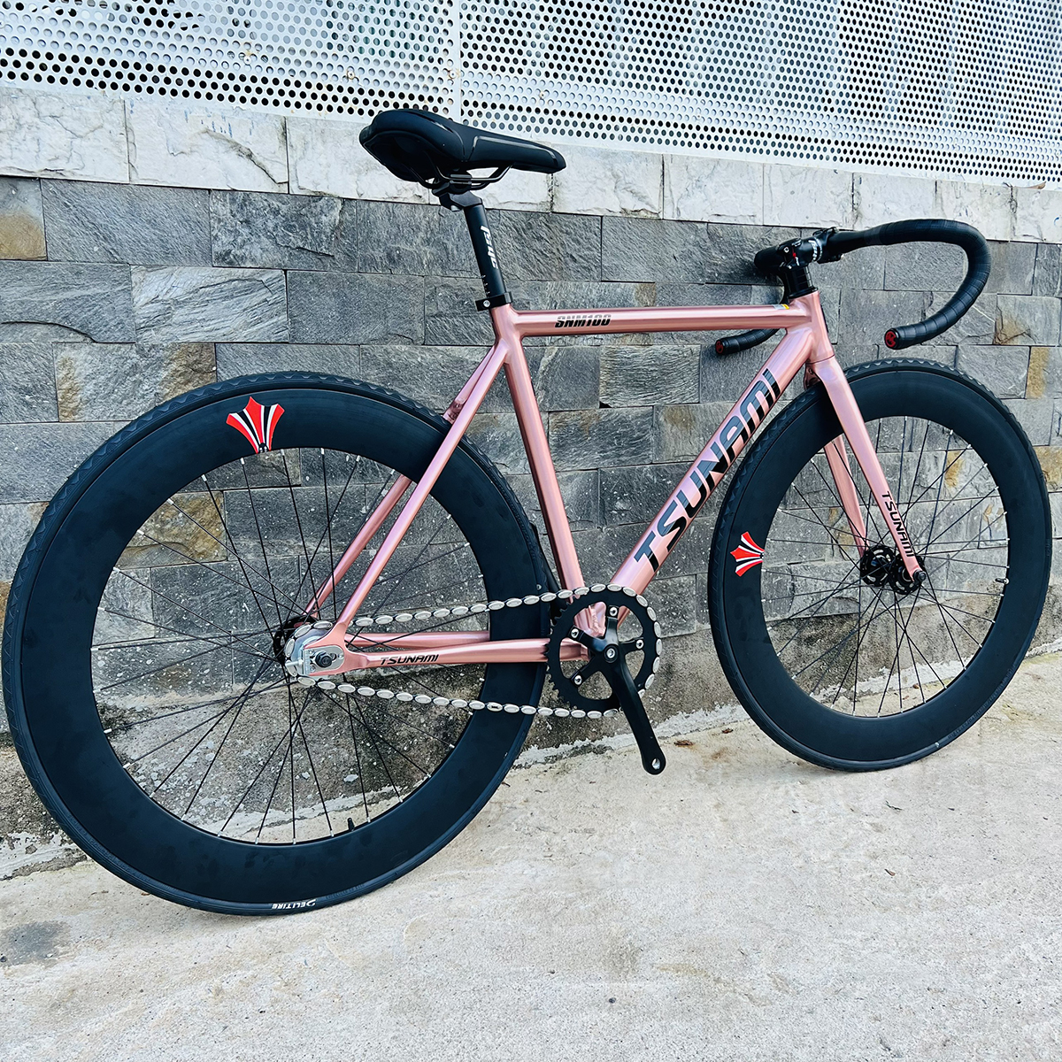 Fixed gear TSUNAMI SNM100 bánh trước sau 7cm - Màu Rose gold