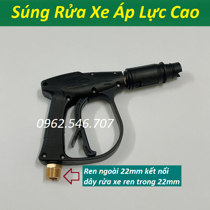 Bộ 10M-15M-20M dây rửa xe lõi thép và súng xịt - súng rửa xe áp lực cao ren 22mm