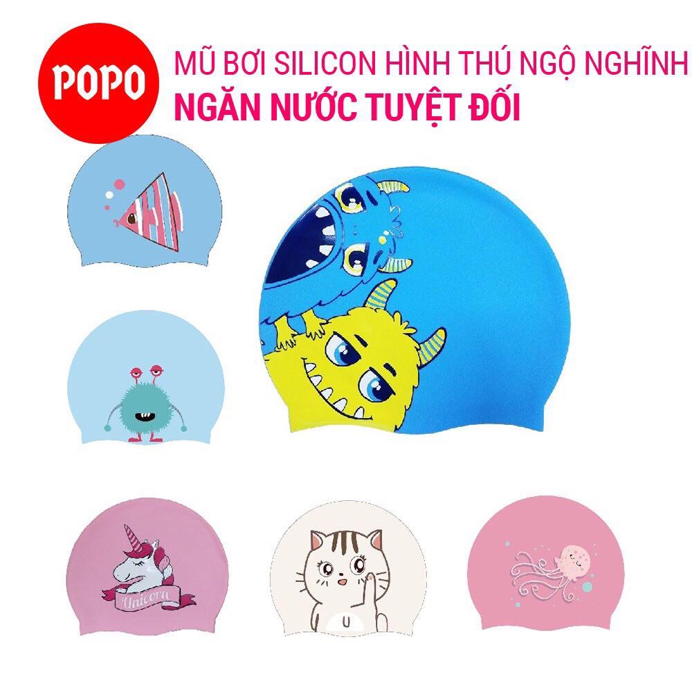 Mũ bơi trẻ em in hình ngộ nghĩnh SPORTY CA43 chất liệu silicon an toàn, cảm giác mềm mại khi đội