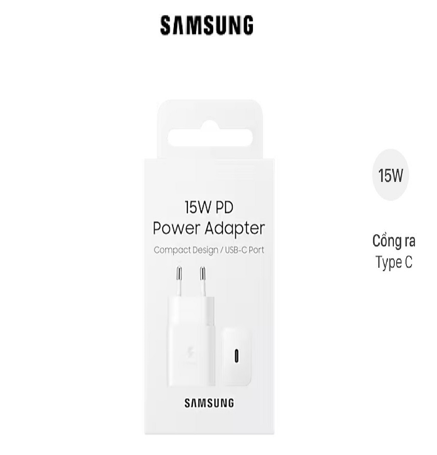 Củ Sạc Samsung Power Adapter 15W Type C PD EP-T1510 - Hàng Chính Hãng