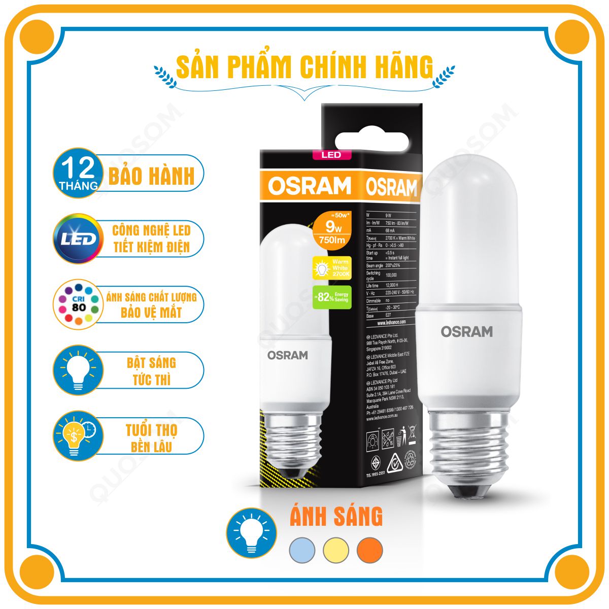 Bóng đèn LED Eco Stick G3 OSRAM - Thiết kế nhỏ gọn, Chất lượng tin đáng cậy, Ánh sáng hoàn hảo - Hàng Chính Hãng