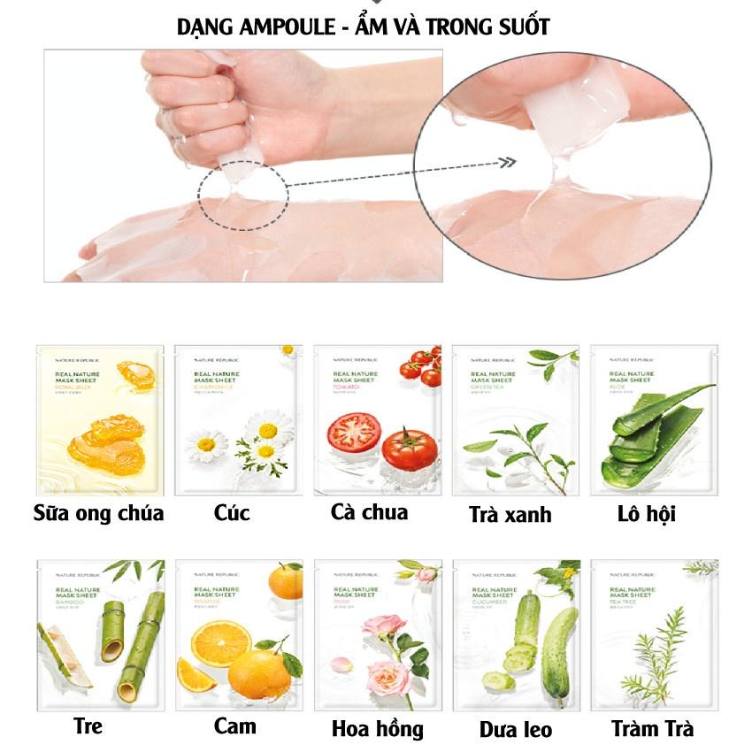 Combo 10 Mặt Nạ Giấy Cấp Ẩm Và Tăng Sức Sống Cho Làn Da Nature Republic Real Nature Mask Sheet 23ml x 10 - Bamboo