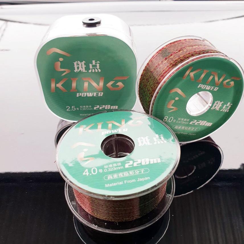 Cước Câu Cá KING POWER Cao Cấp Dây Câu Cá 220M Chất Liệu Nylon Tàng Hình Siêu Bền Siêu Dai Dùng Làm Thẻo Và Trục Câu Đài