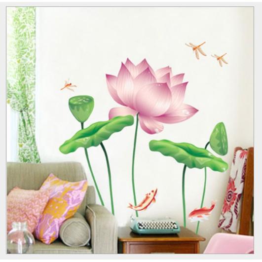 Decal dán tường trang trí - HOA SEN TRANG NHÃ