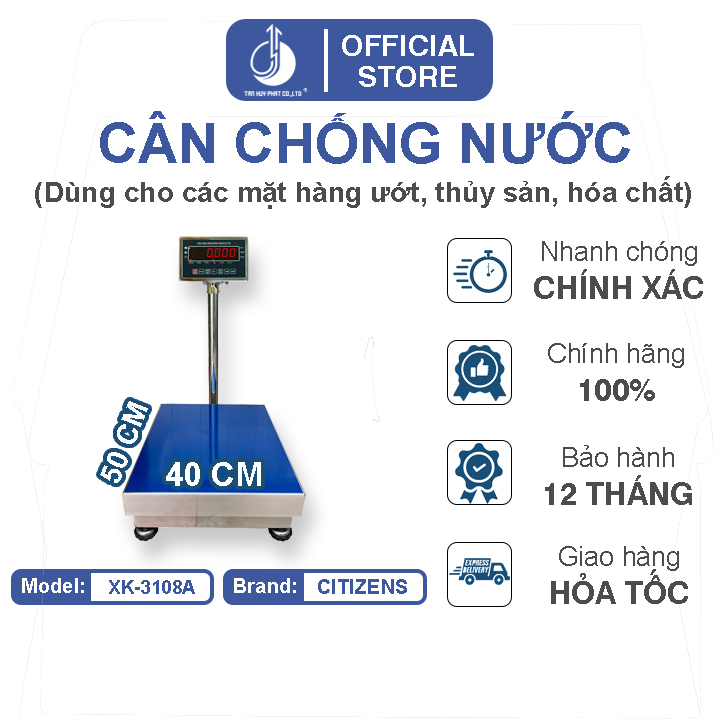 Cân Điện Tử Chống Nước XK3108A - Mặt Bàn Cân Inox 400X500MM