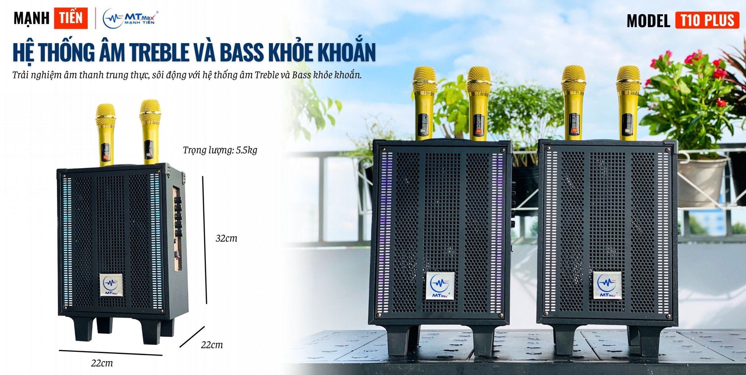 Loa Karaoke T10Plus Bass 20 Đèn LED RGB Nháy Theo Nhạc – Trãi Nghiệm Âm Thanh Trung Thực Với Bass Treble Khỏe Khắn hàng chính hãng