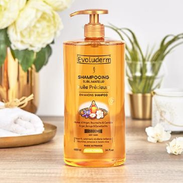 Dầu gội Tinh dầu Argan dành cho tóc khô Shampooing Huile Precieuse Evoluderm 1000ml - 15259