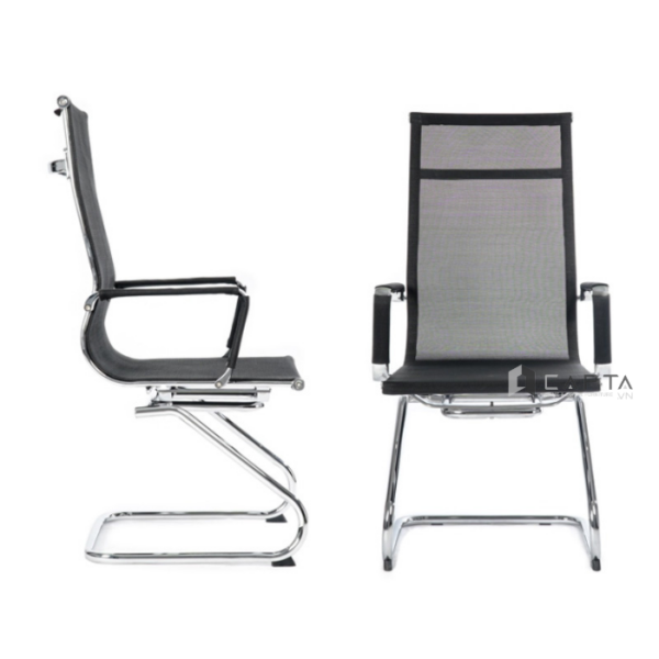 Ghế chân quỳ lưng cao CH4227-M Nội thất Capta Ghế lưng lưới màu đen màu đồng cao cấp chân cố định thép mạ chrome bóng có tay tựa tại tp hcm