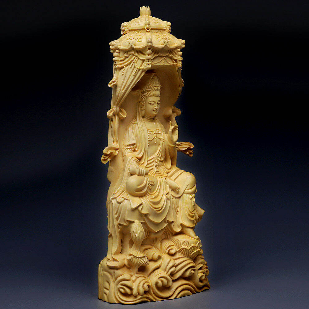 Tượng Quan Âm Bồ Tát - Trì Kinh Quan Âm Bồ Tát bằng gỗ hoàng dương -C188