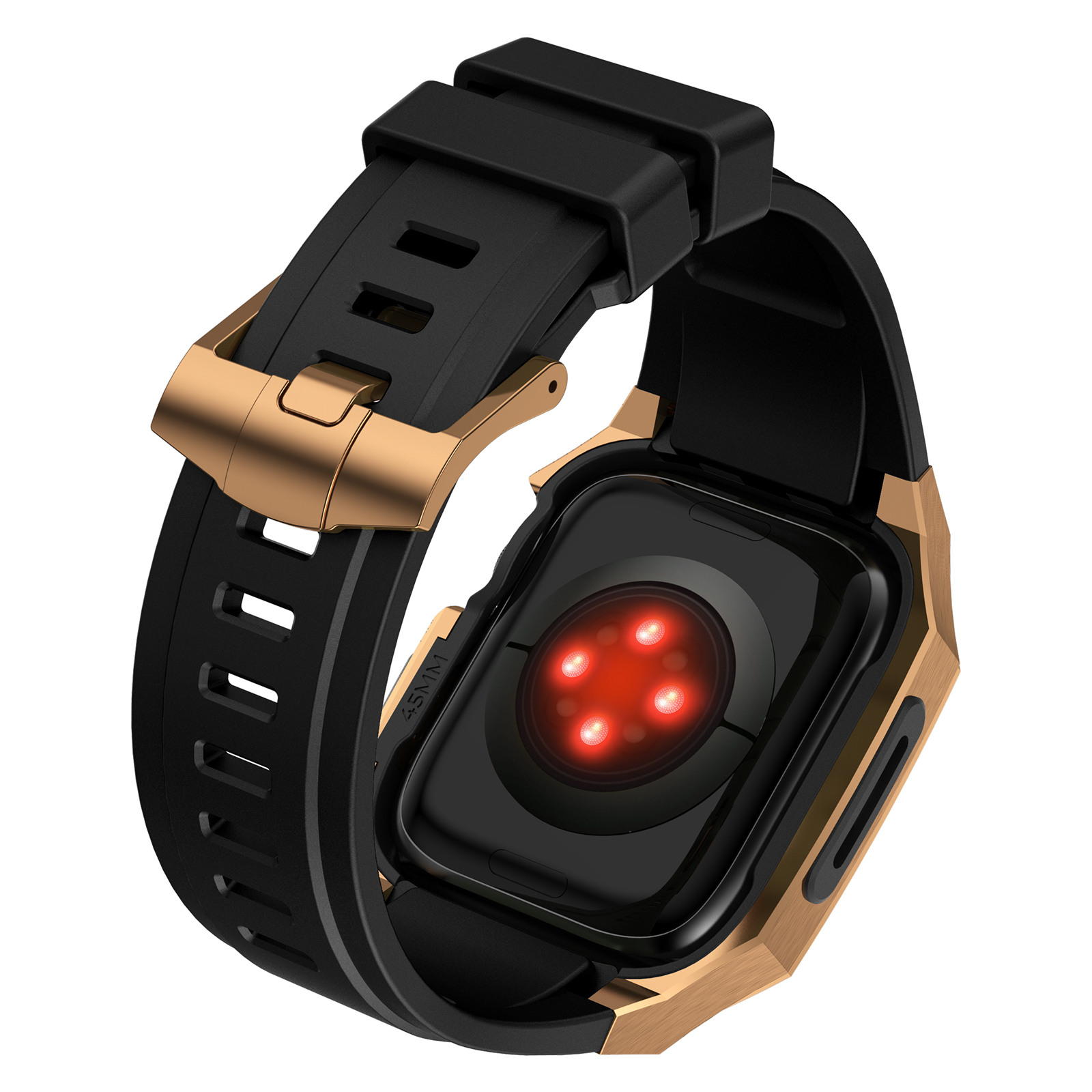 Ốp Case Vỏ Thép Không Gỉ bảo vệ tích hợp dây đeo Fluororubber cho Apple Watch Series 10 Size 46mm - Hàng Chính Hãng