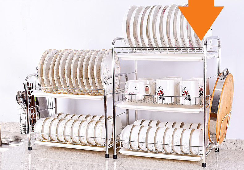 Kệ úp chén bát 2 tầng inox có khay hứng nước