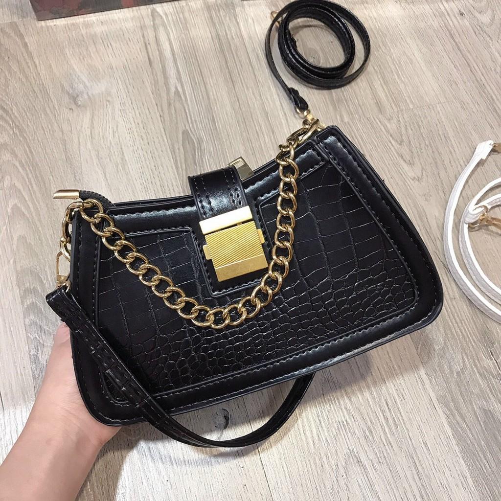 Túi kẹp nách khóa vuông có kèm dây đeo chéo size 22 Túi xách nữ LONAKENG hot trend Túi kèm 3 dây nha cả nhà