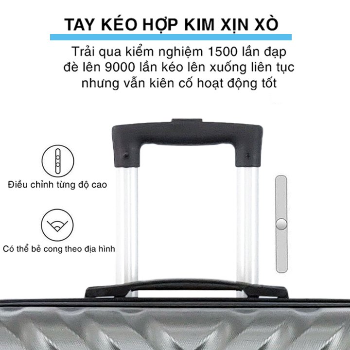Vali du lịch mẫu trơn chất liệu nhựa pc+abs có size to giá rẻ
