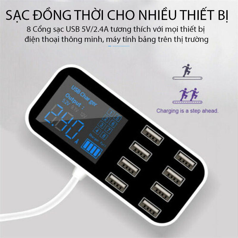 Ổ cắm 8 cổng sạc USB siêu nhỏ, sạc đa năng A9D